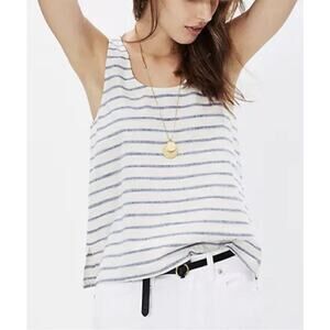 Madewell Womens Linen Blend Sundown Tank Top in Ikat Stripe Shirt Size XS